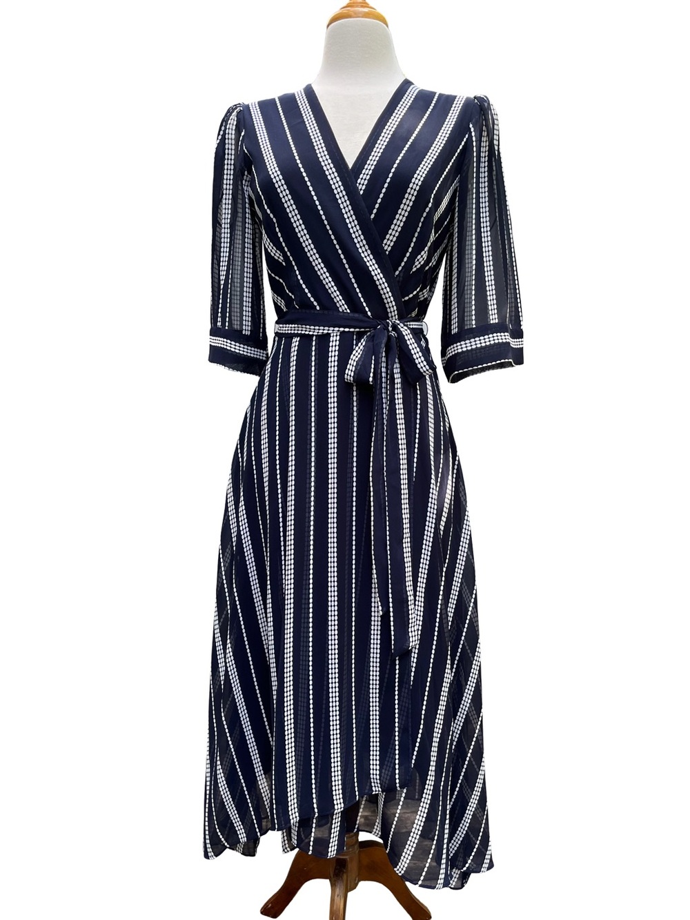Navy Chiffon Midi Dress Wedding Guest 6